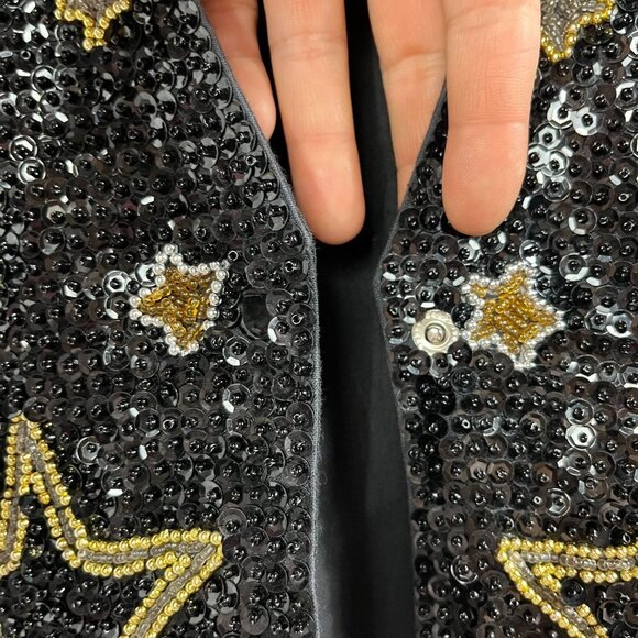 All Over Sequin Bead Vest Women M Stars Vintage 90s Metallic Retro Sparkle 80s - Picture 4 of 14